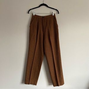 Bill Atkinson Vintage Wool Blend Brown Plaid Tapered Leg Pants